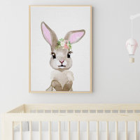 Waterverf Baby Bunny Cub Nursery Floral Woodland