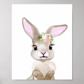 Waterverf Baby Bunny Cub Nursery Floral Woodland Poster (Voorkant)