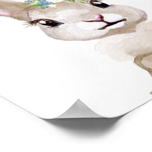 Waterverf Baby Bunny Cub Nursery Floral Woodland Poster (Hoek)