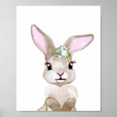 Waterverf Baby Bunny Cub Nursery Floral Woodland Poster (Voorkant)