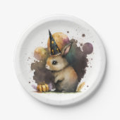 Waterverf Baby Bunny Halloween Papieren Bordje (Voorkant)