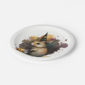 Waterverf Baby Bunny Halloween Papieren Bordje (Gekanteld)