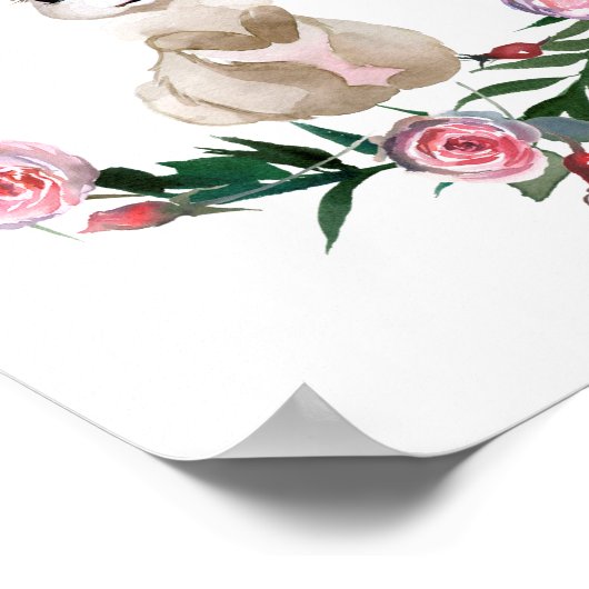 Waterverf Baby Bunny Nursery Flower Woodland Poster (Hoek)