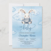 Waterverf baby bunny op schommel in de lucht kaart (Voorkant)