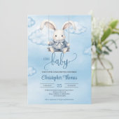 Waterverf baby bunny op schommel in de lucht kaart (Staand voorkant)