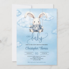 Waterverf baby bunny op schommel in de lucht kaart