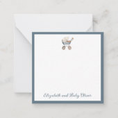  Waterverf Baby Carriage Gepersonaliseerd Notitiekaartje (Voorkant)