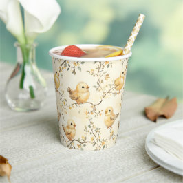 Waterverf Baby Chicks & Floral Spring Papieren Bekers