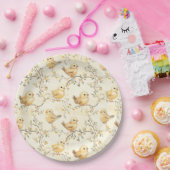  Waterverf Baby Chicks & Floral Spring Papieren Bordje (Feest)