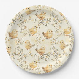  Waterverf Baby Chicks & Floral Spring Papieren Bordje
