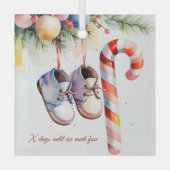 Waterverf Baby Countdown Kerstzwangerschap Glas Ornament (Voorkant)