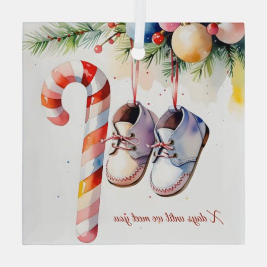 Waterverf Baby Countdown Kerstzwangerschap Glas Ornament (Achterkant)