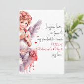 Waterverf baby Cupido Happy Valentijnsdag Feestdagenkaart (Staand voorkant)