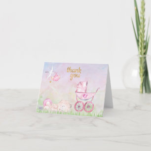 Waterverf Baby Dank u kaart voor Baby shower