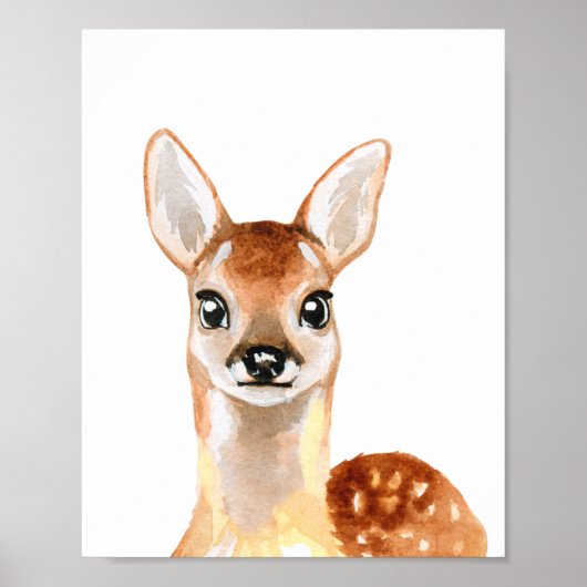 Waterverf Baby Deer Schattig verpleeghuis kinderde Poster (Voorkant)