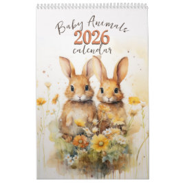 Waterverf Baby Dieren 2026 Kalender