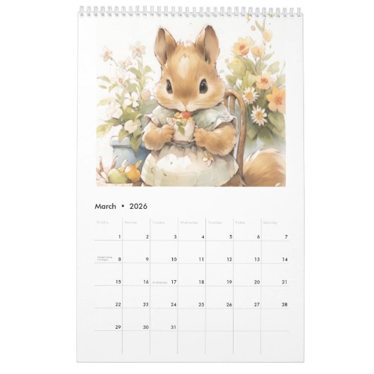 Waterverf Baby Dieren 2026 Kalender (Mar 2026)