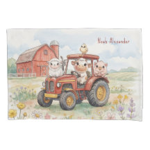 Waterverf Baby Dieren Besturen Rode Tractor Boerde