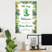 Waterverf baby Dino Retro Groovy Welkom Poster (Thuiskantoor)