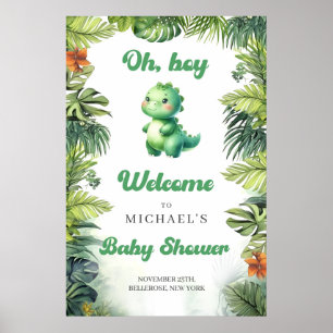 Waterverf baby Dino Retro Groovy Welkom Poster