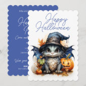 Waterverf Baby Dragon Children's Halloween Party Kaart (Voorkant / Achterkant)