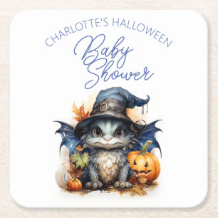 Waterverf Baby Dragon Halloween Baby shower Kartonnen Onderzetters