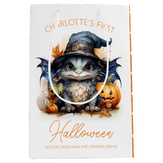 Waterverf Baby Dragon  Halloween Medium Cadeauzakje (Voorkant)