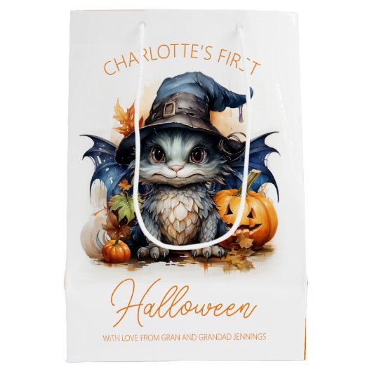 Waterverf Baby Dragon  Halloween Medium Cadeauzakje (Achterkant)