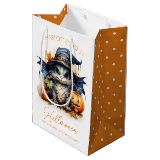 Waterverf Baby Dragon  Halloween Medium Cadeauzakje (Achterkant Gekanteld)
