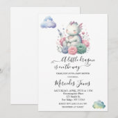 Waterverf Baby Dragon met Bloemen Rainbow Art Kaart (Voorkant / Achterkant)