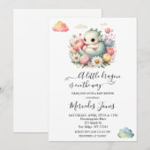 Waterverf Baby Dragon met Bloemen Rainbow Art Kaart (Voorkant / Achterkant)