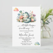 Waterverf Baby Dragon met Bloemen Rainbow Art Kaart (Staand voorkant)