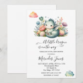 Waterverf Baby Dragon met Bloemen Rainbow Art Kaart (Voorkant / Achterkant)