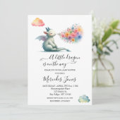 Waterverf Baby Dragon met Bloemen Rainbow Art Kaart (Staand voorkant)