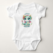 Waterverf baby Dragon schattig maar Dragoney Bloem Romper (Voorkant)