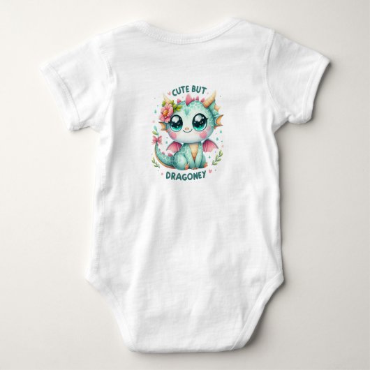 Waterverf baby Dragon schattig maar Dragoney Bloem Romper (Achterkant)