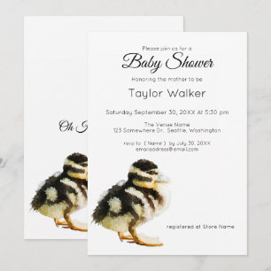 Waterverf Baby Duck Baby shower Uitnodiging