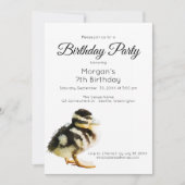 Waterverf Baby Duck Birthday Party Invitation Kaart (Voorkant)