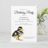 Waterverf Baby Duck Birthday Party Invitation Kaart (Staand voorkant)