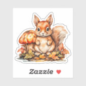 Waterverf Baby Eekhoorn, Paddestoelen en eikels Sticker (Vel)