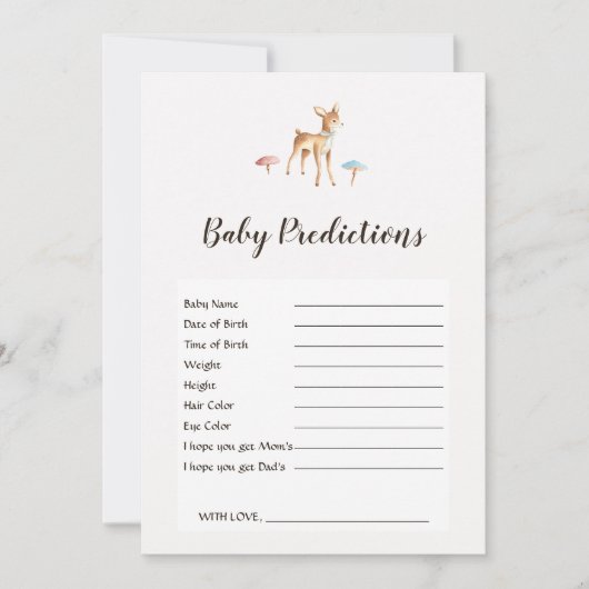Waterverf Baby Eer Baby shower Predictions Game (Voorkant)