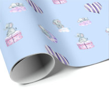 Waterverf Baby Elephant Baby shower Gift Wrap