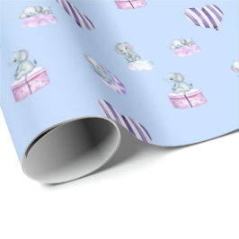 Waterverf Baby Elephant Baby shower Gift Wrap Cadeaupapier