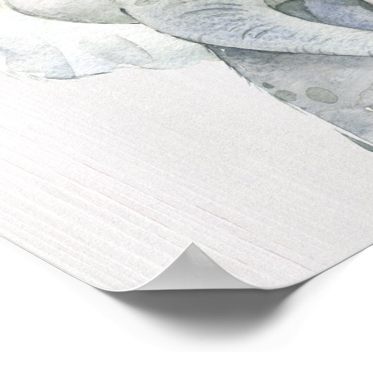 Waterverf Baby Elephant Nursery Print (Hoek)