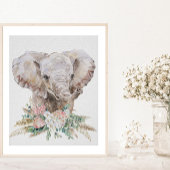 Waterverf Baby Elephant Nursery Tropical Boho Poster