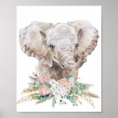 Waterverf Baby Elephant Nursery Tropical Boho Poster (Voorkant)