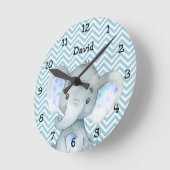 Waterverf Baby Elephant Oerwoud Boy Nursery Ronde Klok (Hoek)