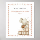 Waterverf Baby Elephant op ABC Block Poster (Voorkant)