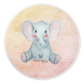 Waterverf Baby elphant getextureerd   Keramische Knop (Voorkant)