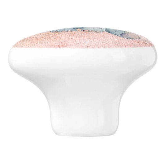 Waterverf Baby elphant getextureerd Keramische Knop (Zijkant)